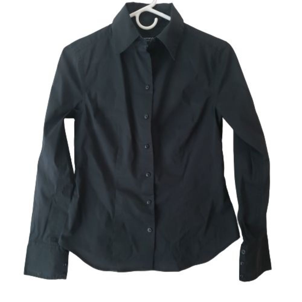 Women's Express Stretch Black Long Sleeve Button up Shirt Size 8